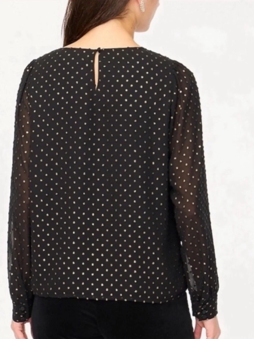 J. Crew 💮 semi sheer clip dot blouse top